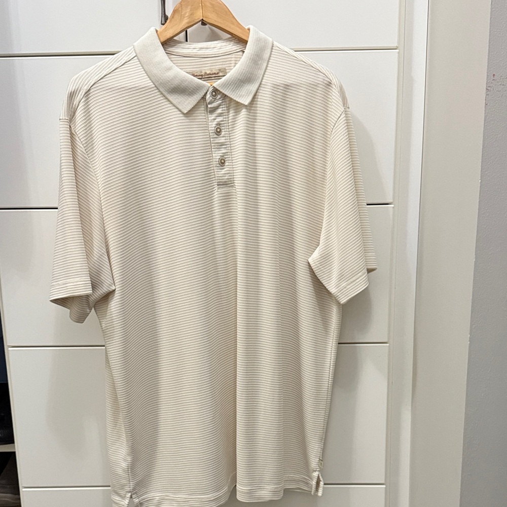 Tommy Bahama Ivory Striped Polo Shirt